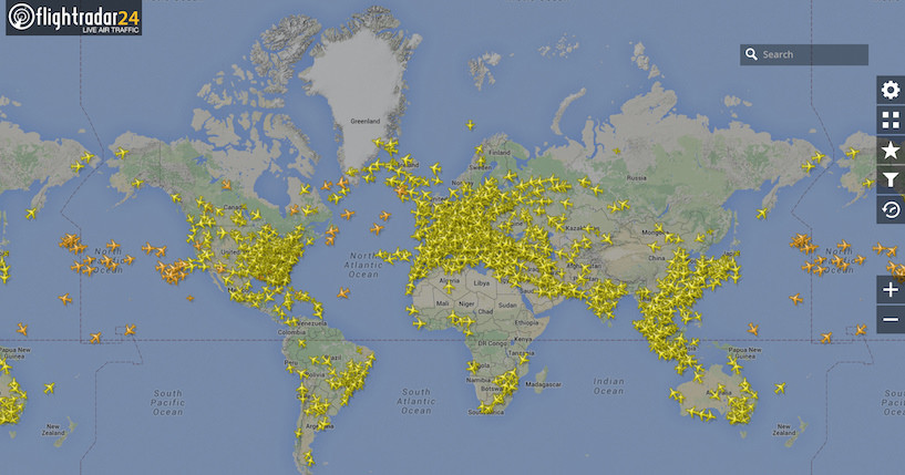 Карта онлайн полетов самолетов в реальном времени от flightradar24