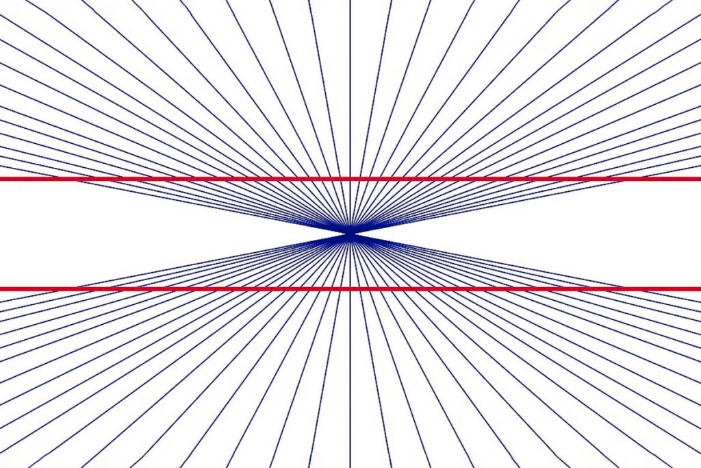 Рисунки ровными линиями. Иллюзия Геринга красные линии. Иллюзия Геринга и Вундта. Оптическая иллюзия параллельные линии. Прямые линии.