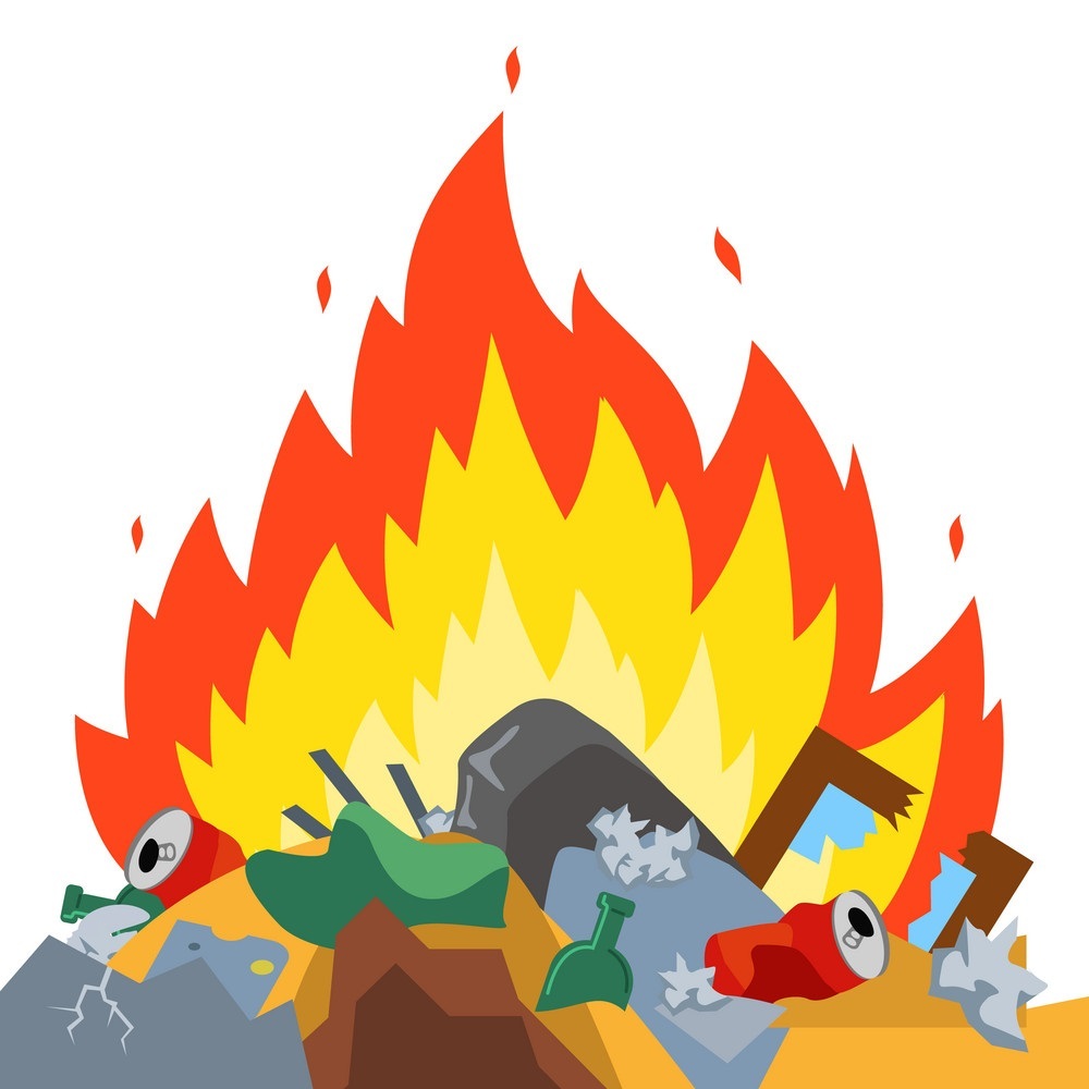 Рисунок горящая свалка мусора