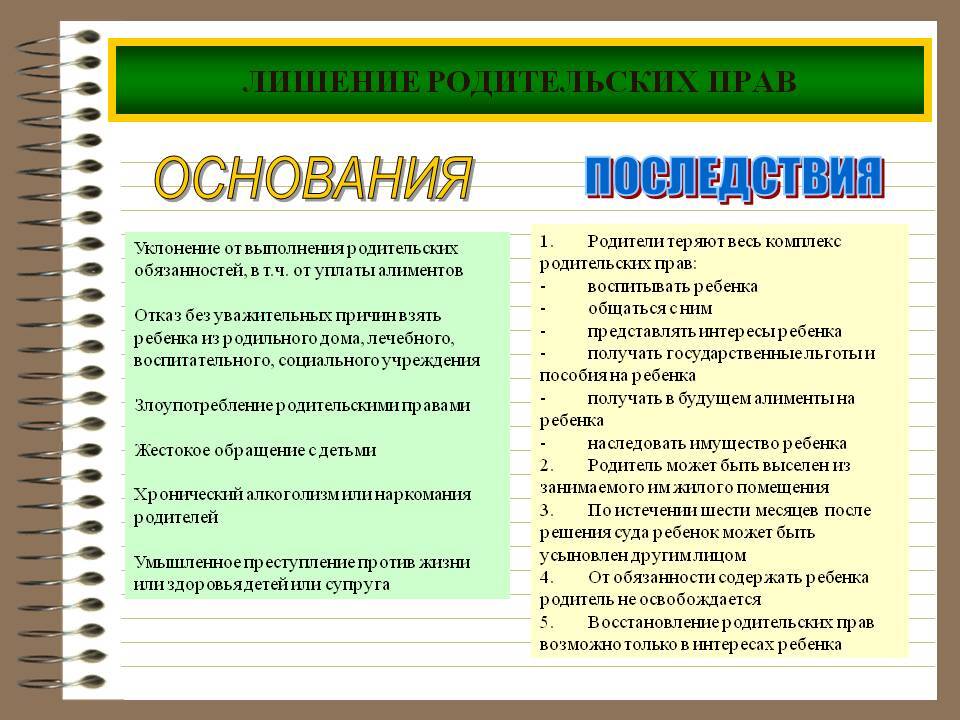 Последствия лишения родительских прав для отца в плане работы