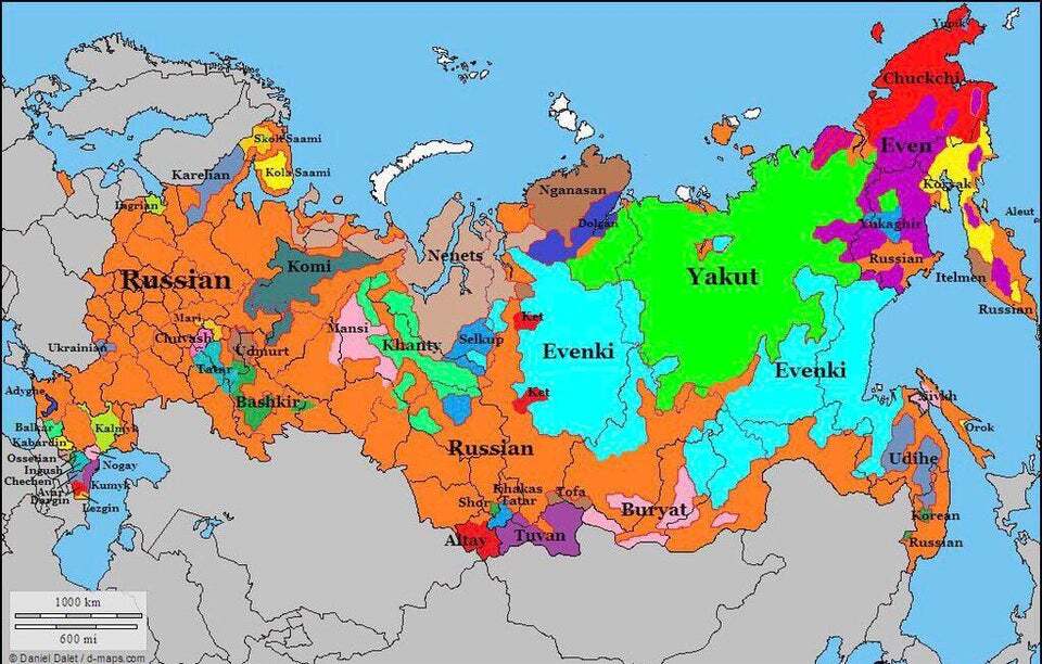 Карта языков в россии