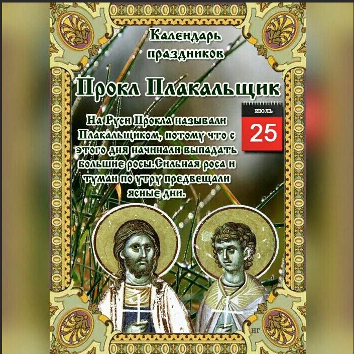 26 декабря день святого. 25 Июля народный календарь. Прокл Плакальщик праздник. Народный календарь 25 июля день. 25 Июля день по народному календарю.