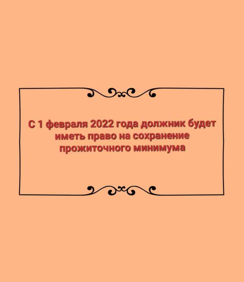 С 1 февраля 2022 года должник будет иметь право на сохранение прожиточного минимума. | Белькевич Антон Юрьевич, 17 августа 2021