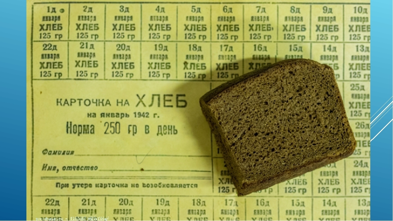 Хлеб 125гр в блокадном Ленинграде