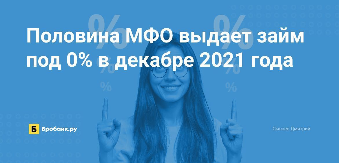 Половина МФО выдает займ под 0 в декабре 2021 года  Сысоев Дмитрий Борисович, 10 декабря 2021