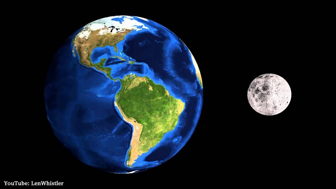 Размер Луны и земли сравнение