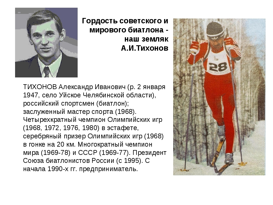 Достижения советских спортсменов. Тихонов лыжник Олимпийский чемпион.