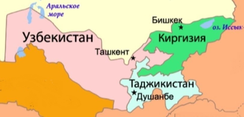 Карта киргизии и таджикистана