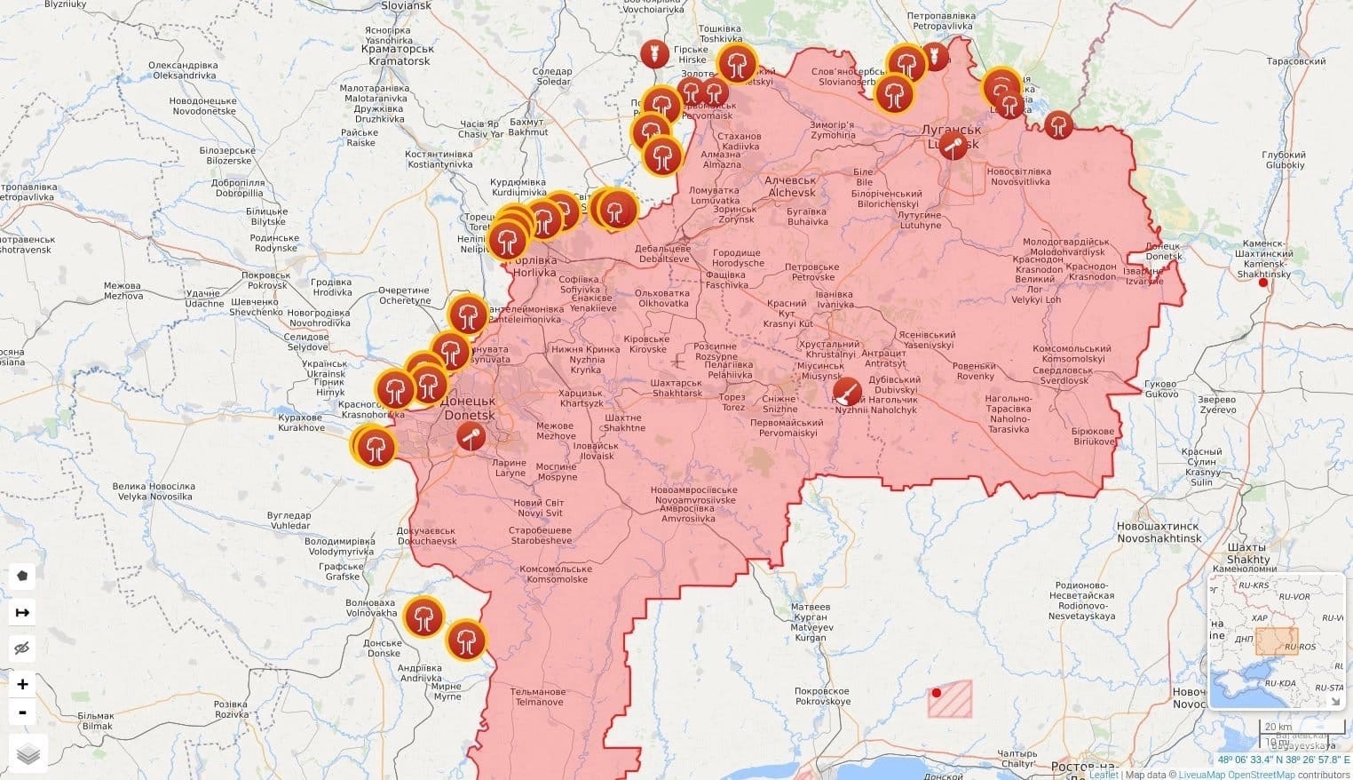 Карта границ донбасса