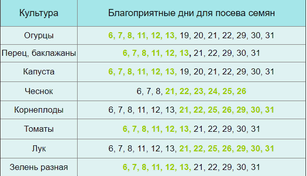 Посевной календарь на 2019 год: таблица благоприятных лунных дней для посадки ог