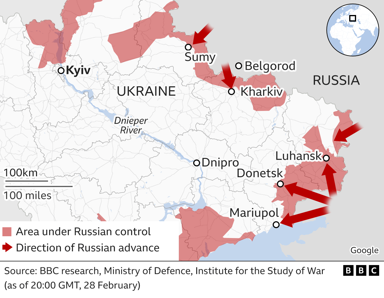 Украина конфликт карта