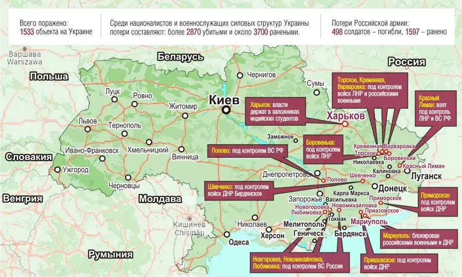 Карта военного положения на украине на сегодня