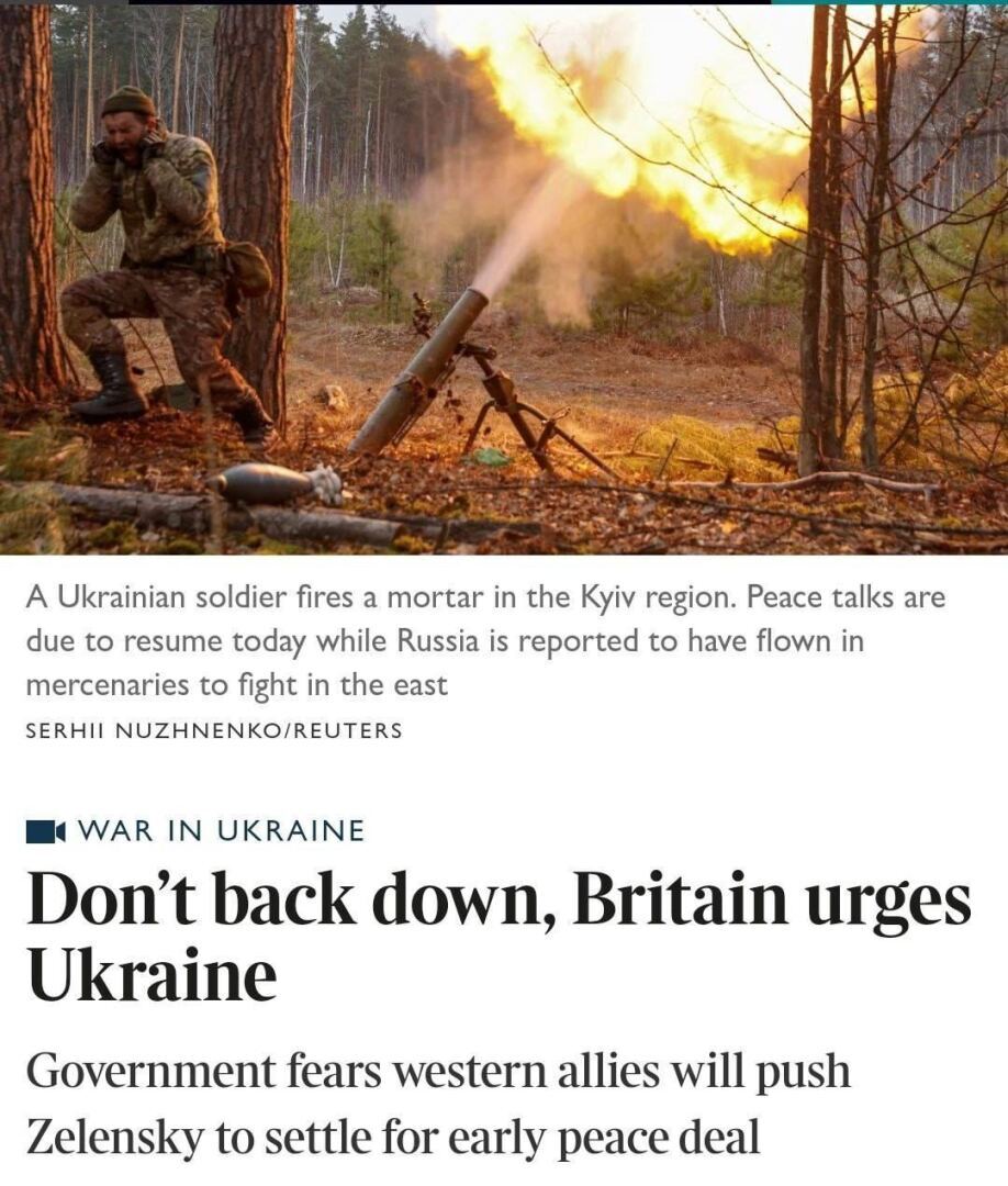 Лондон советует Киеву не заключать "слишком быстрый" мир с Москвой.