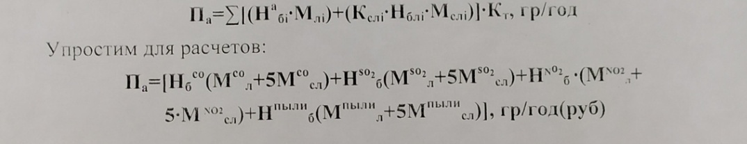Практическая работа по дисциплине экология на тему: Расчет платы за выбросы загрязняющих веществ в атмосферу