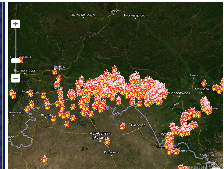 Карта лесных пожаров урал