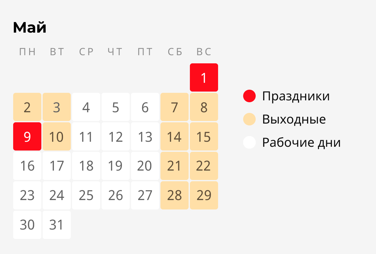 Как отдыхаем в мае: 1 и 9 мая 2022, официальные рабочие и нерабочие дни.  Сколько выходных на майские праздники и будет ли продление по регионам  России | Гришко Павел Игоревич, 23 апреля 2022