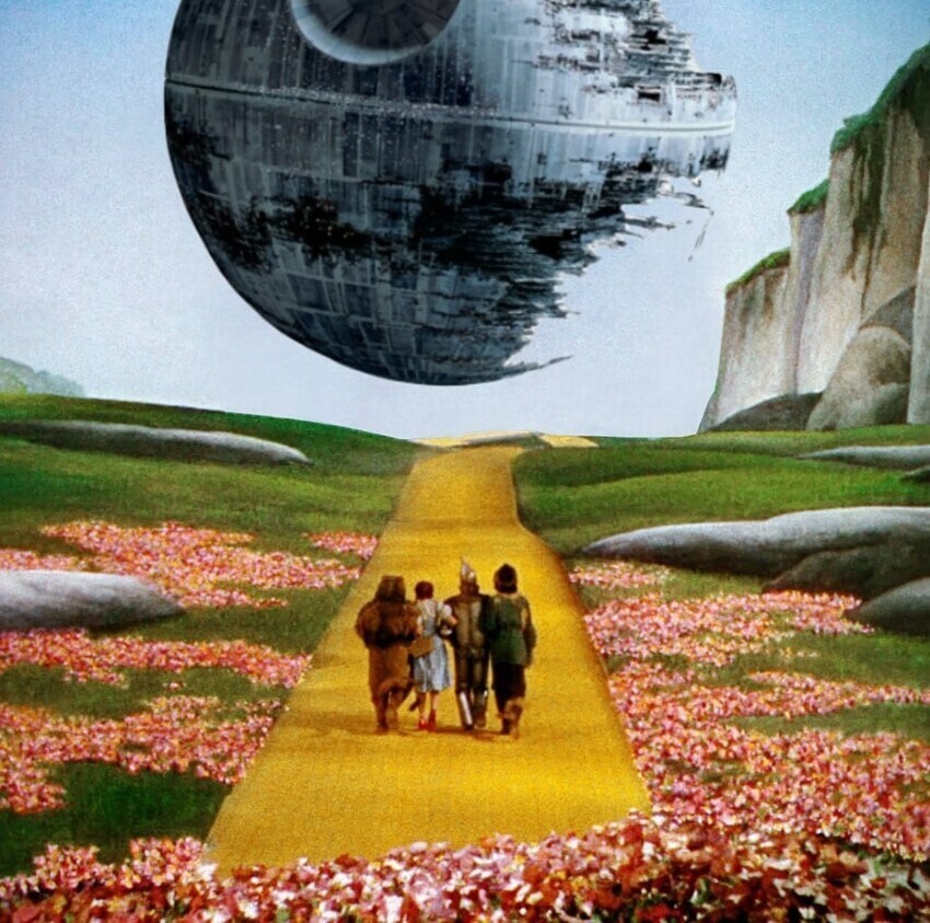 Художник объединяет на одном кадре персонажей из разных фильмов и мультиков