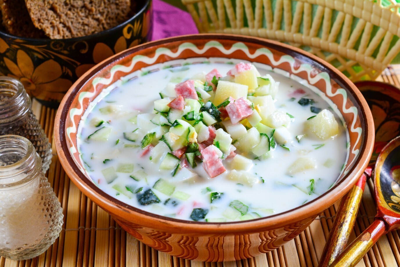 Рецепт окрошки и рисунок
