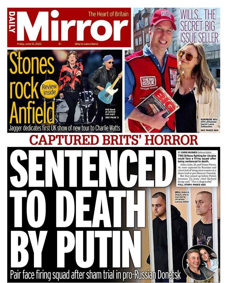 Все британские газеты пишут сегодня об одном - о смертном приговоре для иностранных наёмников в ДНР.