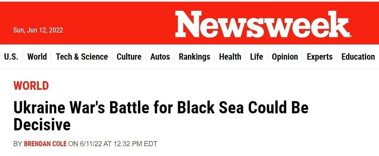 "Реальность такова, что Россия сильна в Черном море. Я не вижу военного решения по деблокаде украинских портов" - военный эксперт США