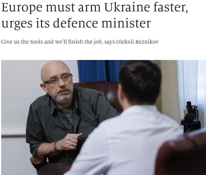 Министр обороны Украины обвинил Европу, что та "либо не совсем понимает, что происходит, либо понимает, но устала и смирилась с гибелью украинцев".