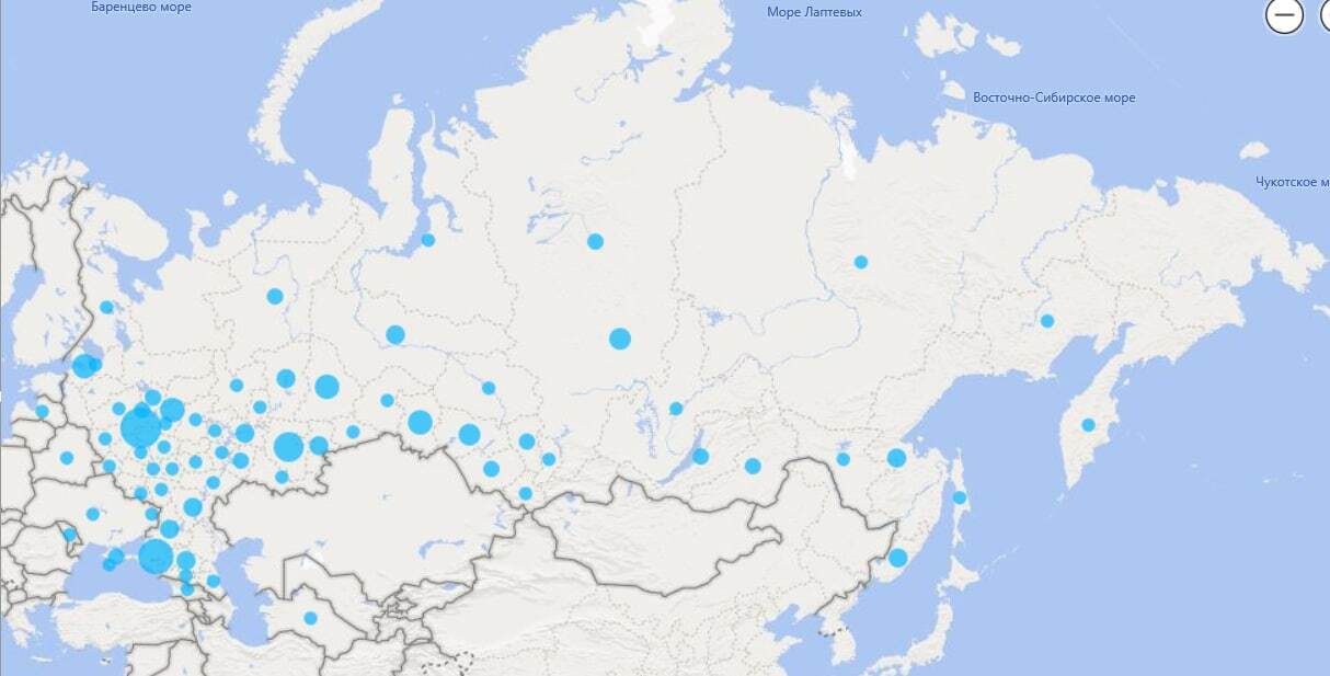 Карта распространения штабов