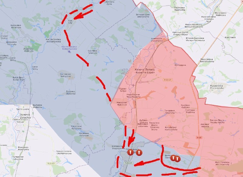 Сообщают, что после взятия Дементьевки в Харьковской области, российские войска приступили к штурму сел Уды и Прудянка.