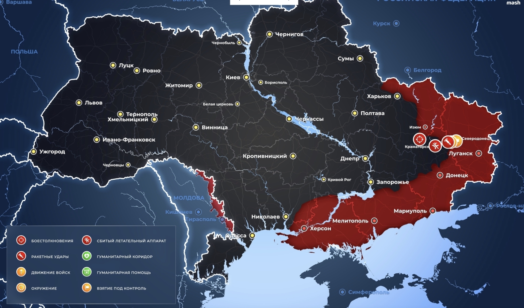 Карта запорожской области под контролем россии с городами подробная 2022