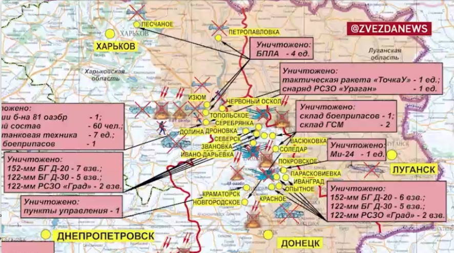 Карта с военными действиями