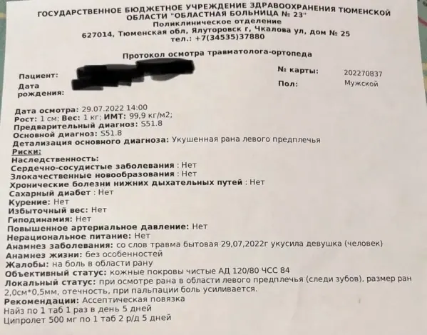 Печальный результат знакомства в соцсетях и романтического свидания. "Она вцепились в мою руку зубами и старалась выдрать из неё "кусок мяса"