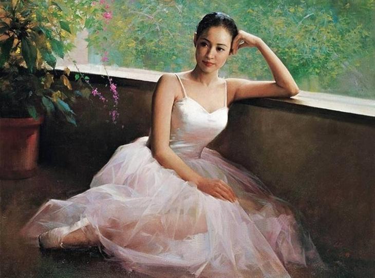 Утончённость и изящество восточных красавиц китайского художника Гуаня Дзедзю.