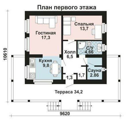 Некомфортный одноэтажный дом площадью 70,6 м2