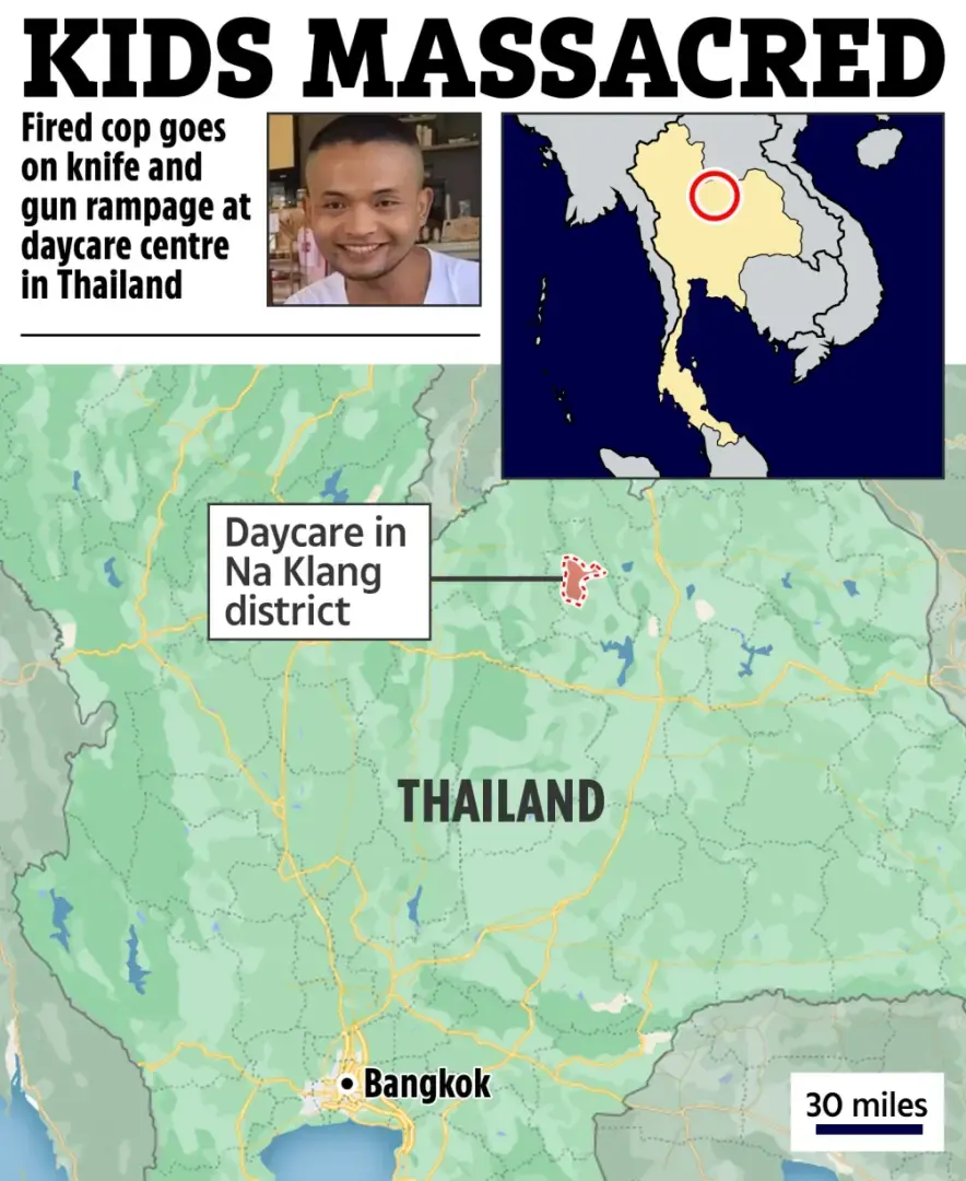 Бывший подполковник полиции убил в детском саду 34 человека , из них 23 спавших ребенка