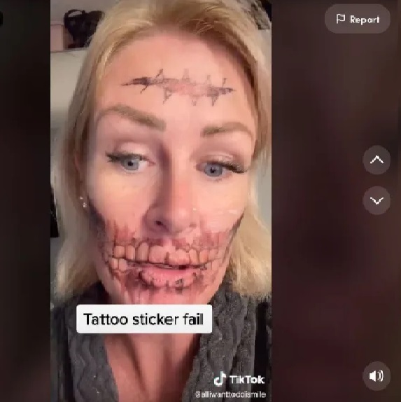 Она решает сделать фальшивую татуировку на лице на Хэллоуин и играет очень плохую шутку.