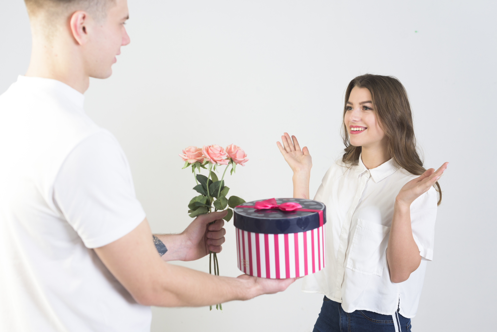 Woman hugging a Box.