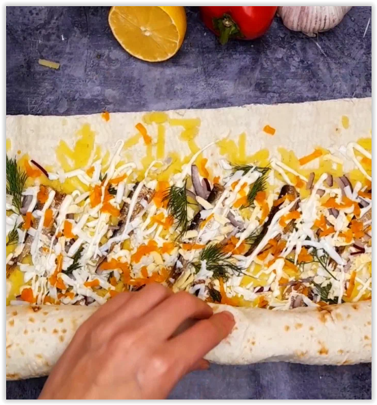 Рецепт закуски из лаваша и шпрот