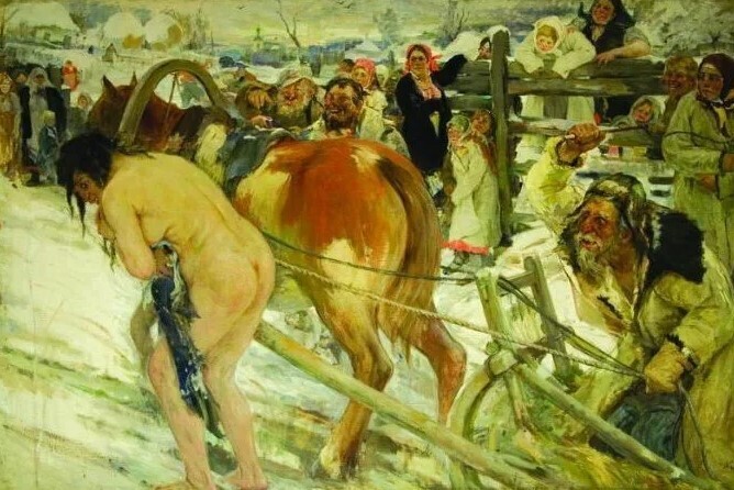 За что русскую бабу в повозку запрягали?