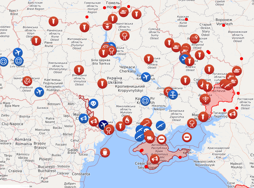 Карта линии соприкосновения в украине