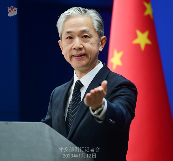 12 января 2023 года официальный представитель МИД Ван Вэньбинь провел очередную пресс-конференцию.