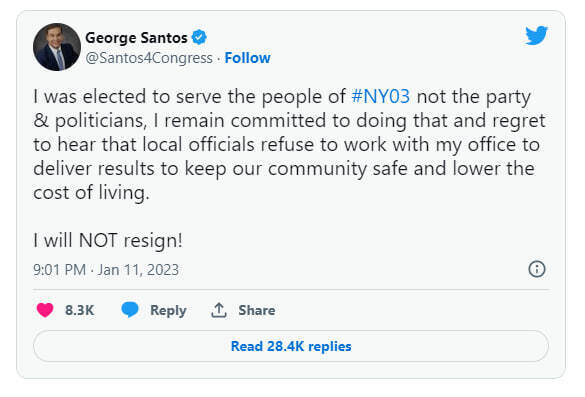Лидеры республиканцев и законодатели штата Нью-Йорк призывают представителя GOP Джорджа Сантоса уйти в отставку из-за лжи в предвыборной кампании