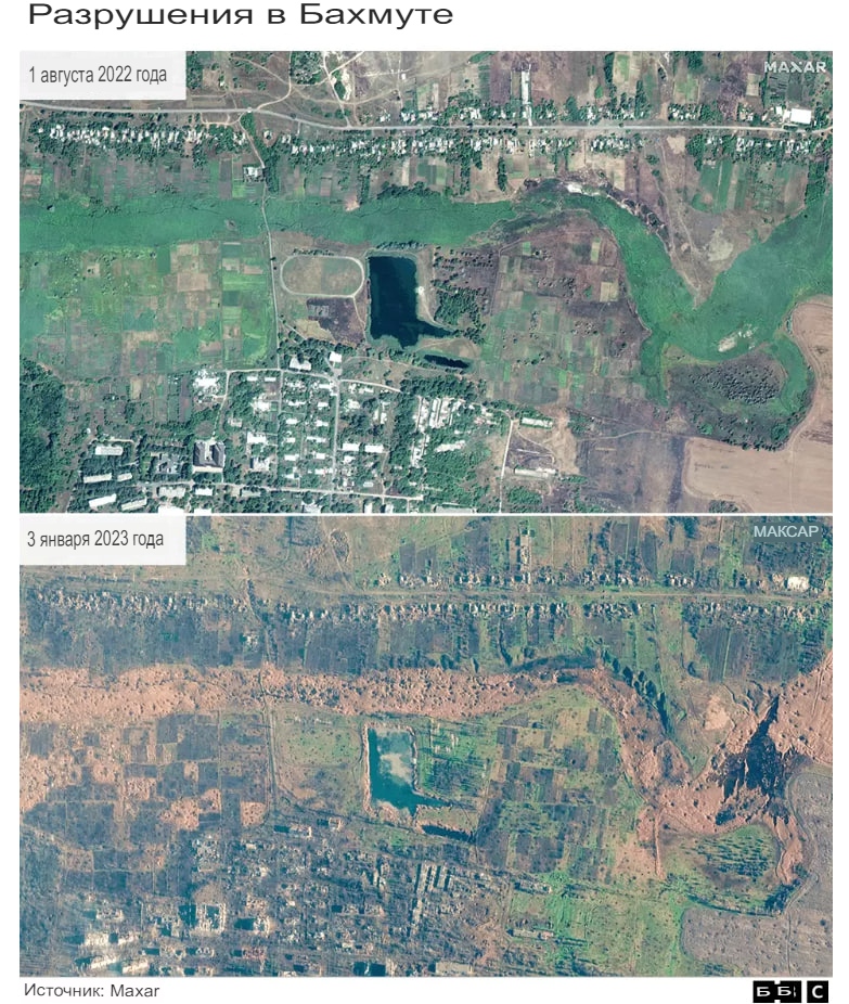 Война на Украине: на спутниковых снимках видны разрушения Соледара