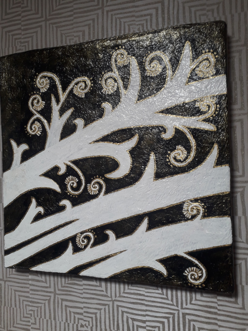 И снова туалетная бумага!.. Модульная картина из... картона и оставшихся от ремонта красок