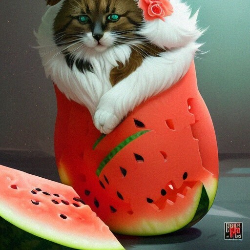 Вот и я зависла в нейросети, или скрещиваем кота, арбуз и матрёшку