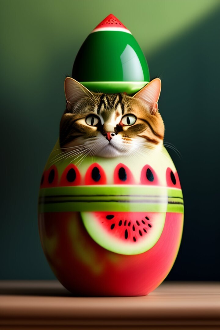 Вот и я зависла в нейросети, или скрещиваем кота, арбуз и матрёшку