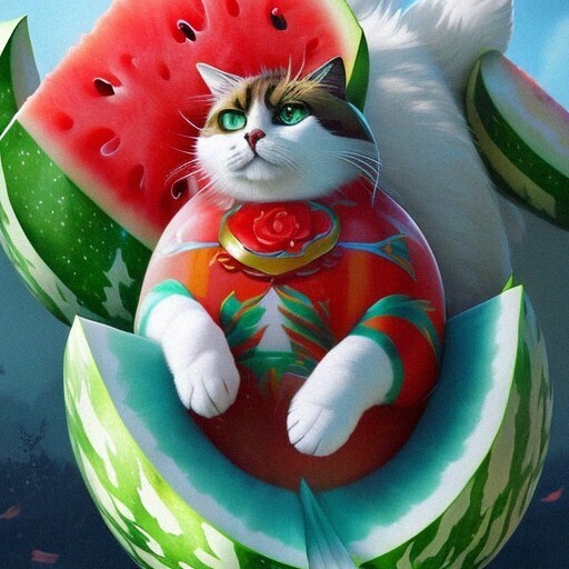 Вот и я зависла в нейросети, или скрещиваем кота, арбуз и матрёшку