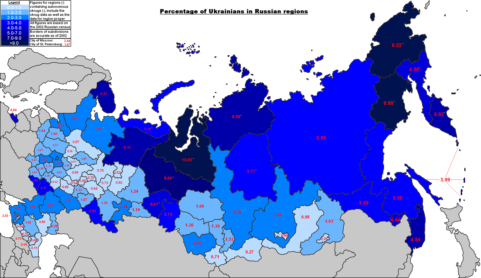 Карта расселения русских в мире