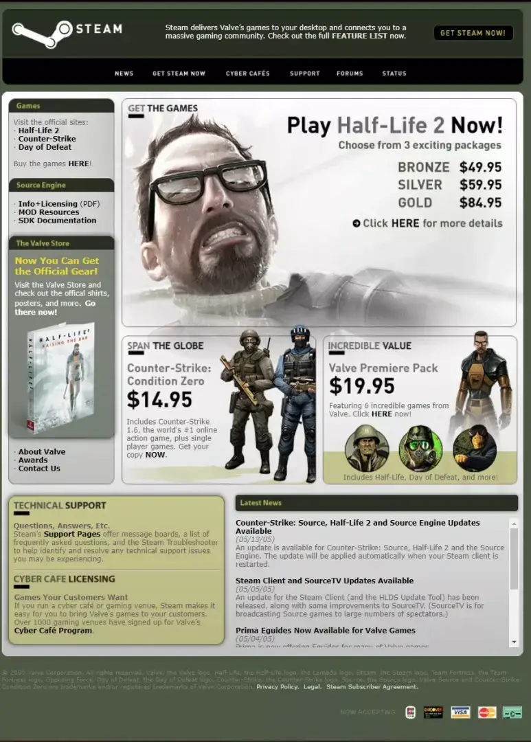 Человек, официальный сайт Steam прошел долгий путь за 21 год