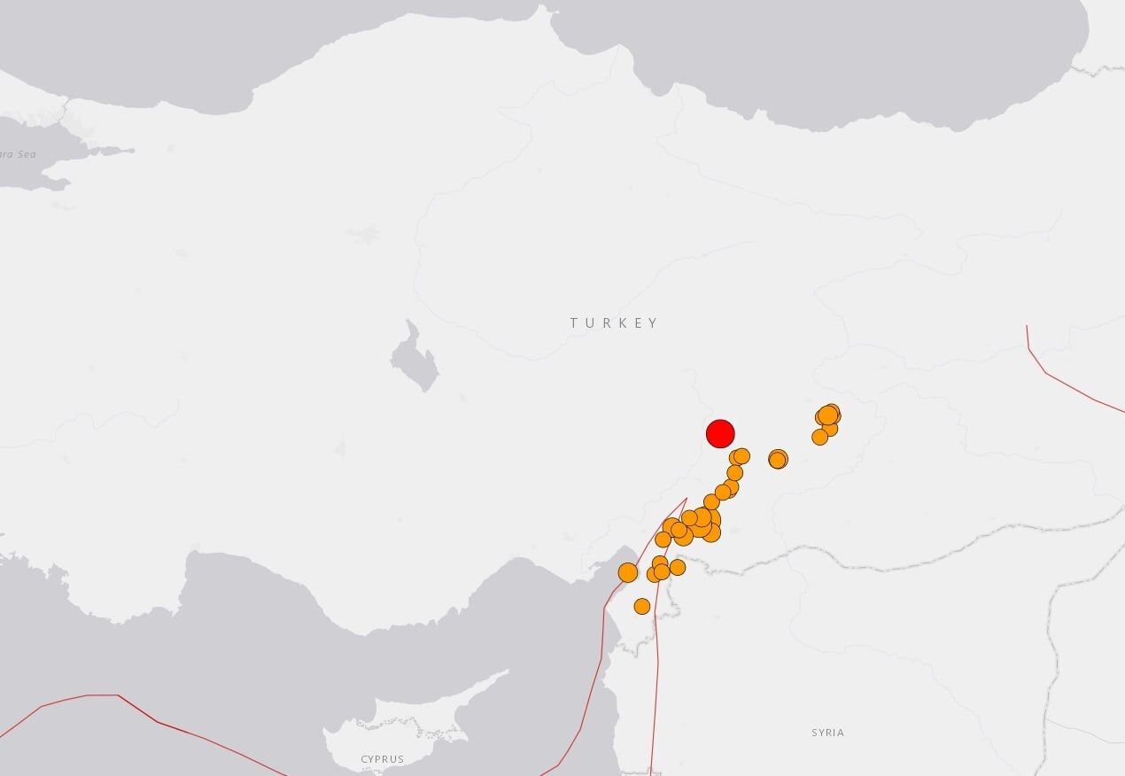 Карта землетрясений в турции