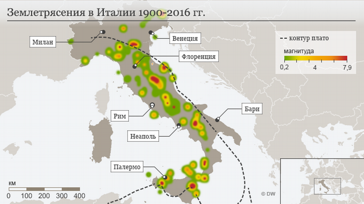 Карта землетрясений в европе