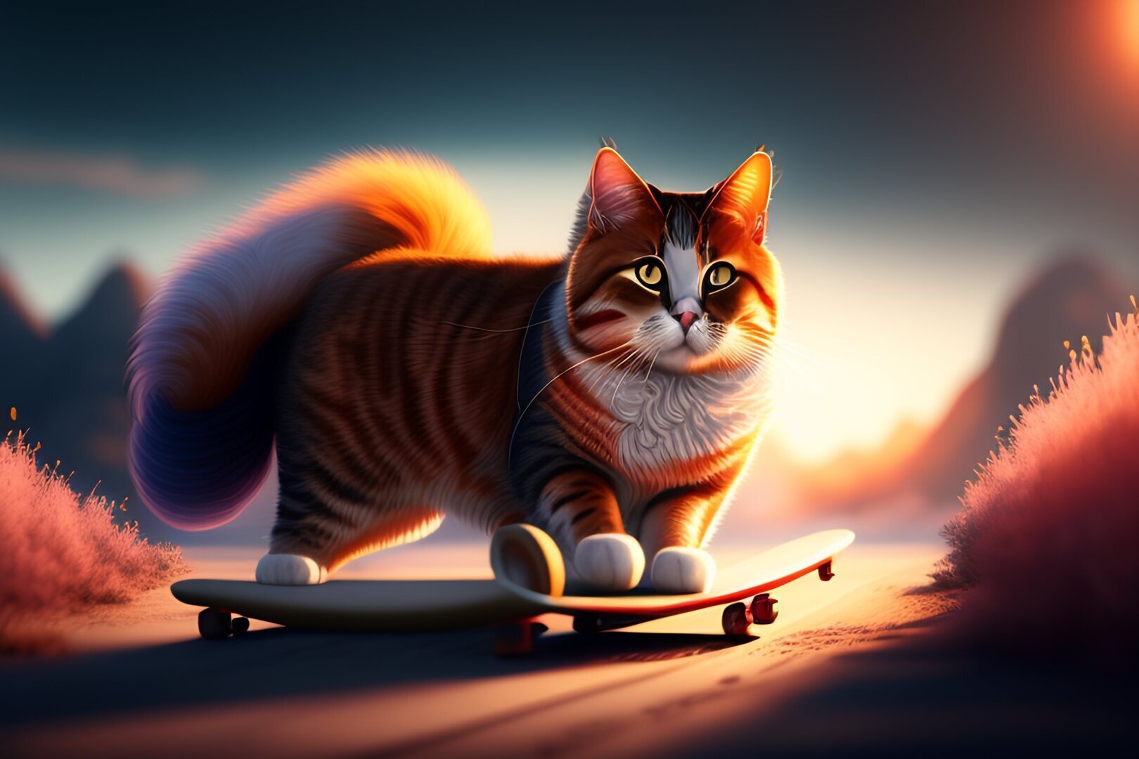 Маленькая кошечка которая любила кататься